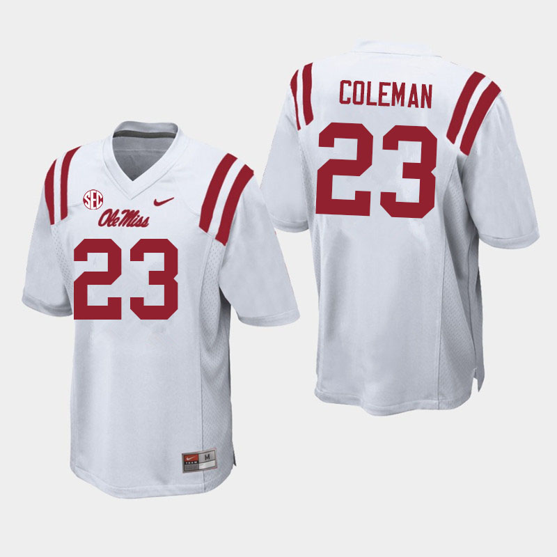 Ole Miss Rebels #23 Khari Coleman College Football Jerseys Sale-White